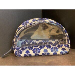 Vera Bladley Cobalt Tile Clear Makeup Case Bag Blue White